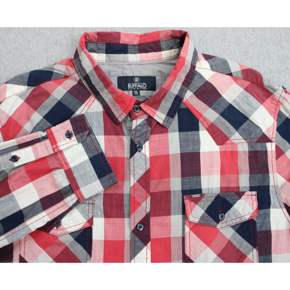 Buffalo David Bitton Shirt Men's XXL 100% Cotton Button-Up Plaid Long Sleeve - Picture 1 of 7